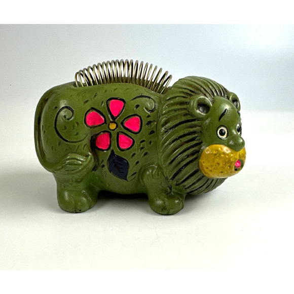 1970's Lion Bank, Pen And Note Holder Neon Black Light Glowy Pink Green Yellow - Picture 5 of 13